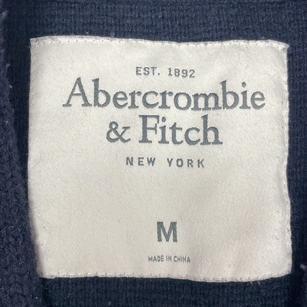 Abercrombie & Fitch Navy Cardigan with White Stripes & Letter Patch - Picture 8 of 9
